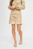 RUCHED HIGH WAISTED MINI SKIRT - Guy Christopher