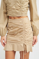 RUCHED HIGH WAISTED MINI SKIRT - Guy Christopher