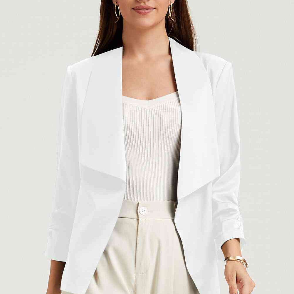 Ruched Open Front Blazer - Guy Christopher