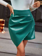 Ruched PU Mini Skirt - Guy Christopher