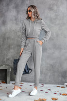 Ruched Raglan Sleeve Hoodie and Joggers Set - Guy Christopher