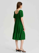 Ruffle Hem Square Neck Balloon Sleeve Dress - Guy Christopher