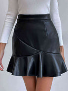 Ruffled PU Mini Skirt - Guy Christopher