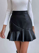 Ruffled PU Mini Skirt - Guy Christopher