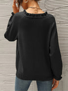 Ruffled Quarter-Button Sweater - Guy Christopher