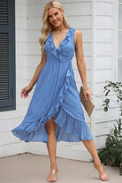 Ruffled Sleeveless Midi Dress - Guy Christopher