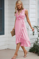 Ruffled Sleeveless Midi Dress - Guy Christopher