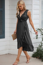 Ruffled Sleeveless Midi Dress - Guy Christopher