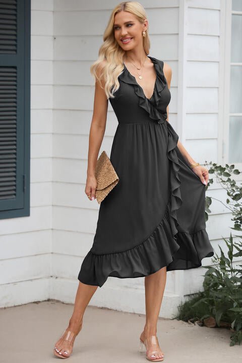 Ruffled Sleeveless Midi Dress - Guy Christopher