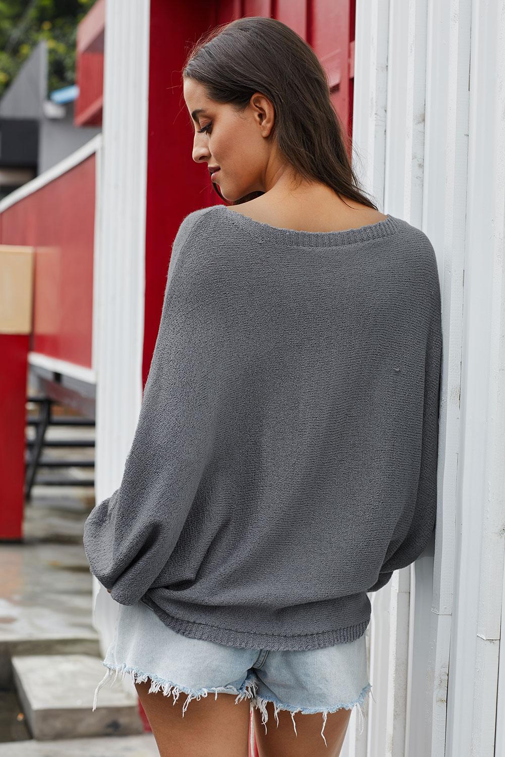 Scoop Neck Drop Shoulder Sweater - Guy Christopher