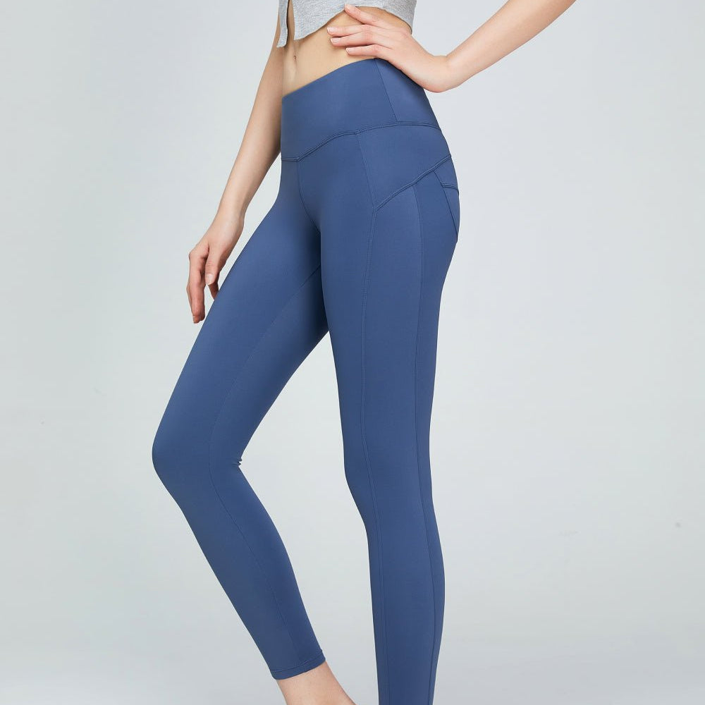 "Seam Detail Wide Waistband Sports Leggings - Ignite Your Passion for Fitness with Ethereal Grace and Subtle Sophistication - Embrace the Power of True Romance" - Guy Christopher