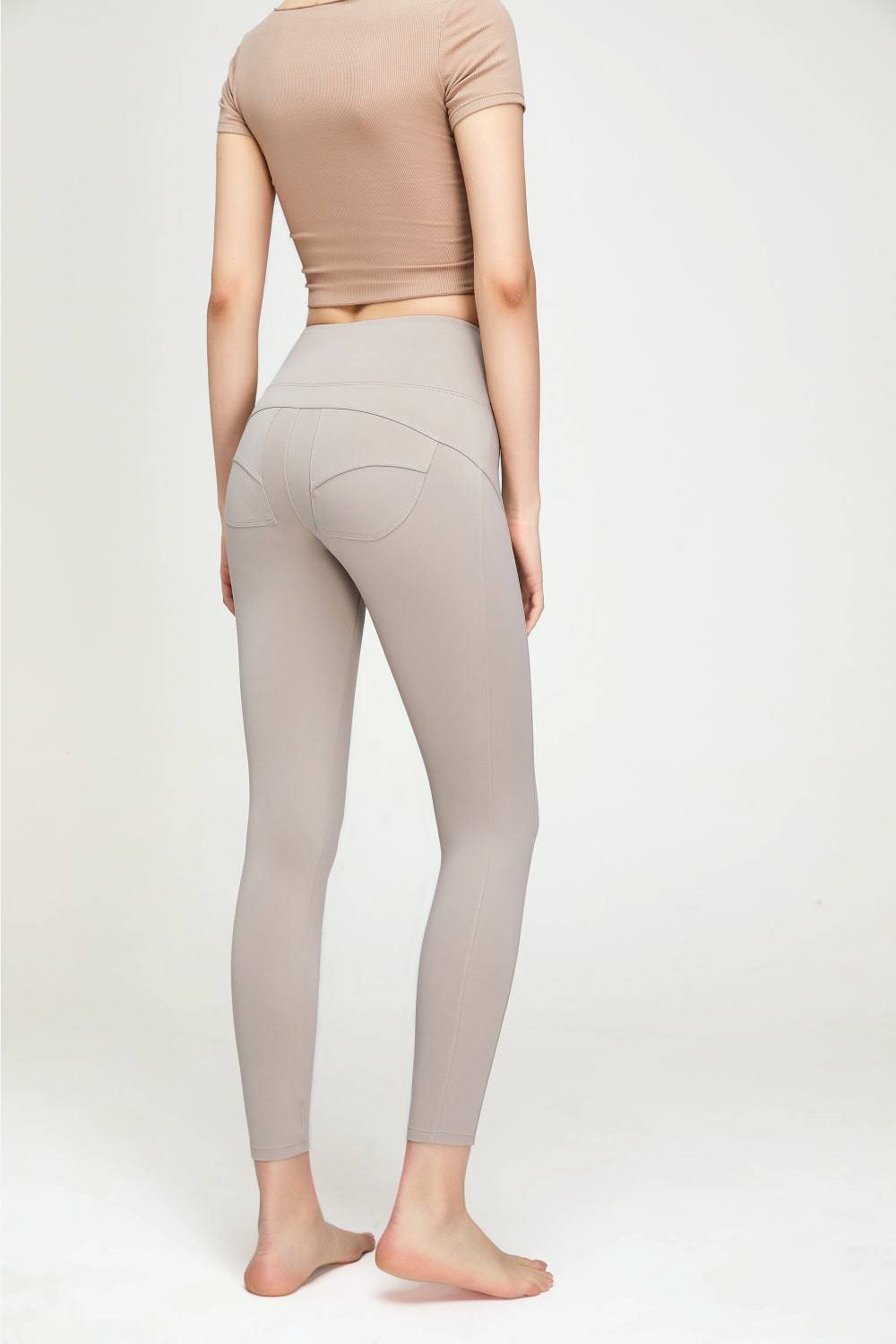 "Seam Detail Wide Waistband Sports Leggings - Ignite Your Passion for Fitness with Ethereal Grace and Subtle Sophistication - Embrace the Power of True Romance" - Guy Christopher