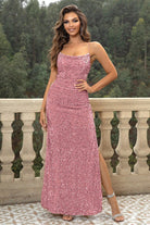 Sequin Backless Split Maxi Dress - Guy Christopher