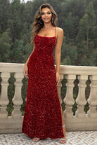 Sequin Backless Split Maxi Dress - Guy Christopher