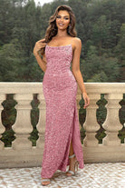 Sequin Backless Split Maxi Dress - Guy Christopher