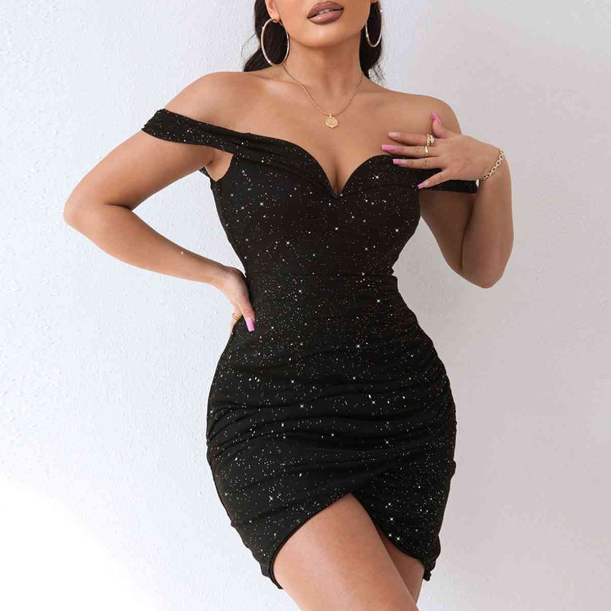 Sequin Off-Shoulder Mini Dress - Guy Christopher