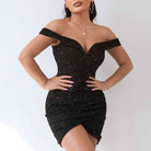 Sequin Off-Shoulder Mini Dress - Guy Christopher