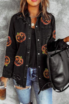 Sequin Patch Pumpkin Raw Hem Jacket - Guy Christopher