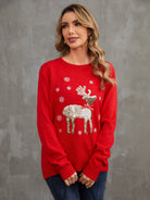 Sequin Reindeer Graphic Sweater - Guy Christopher