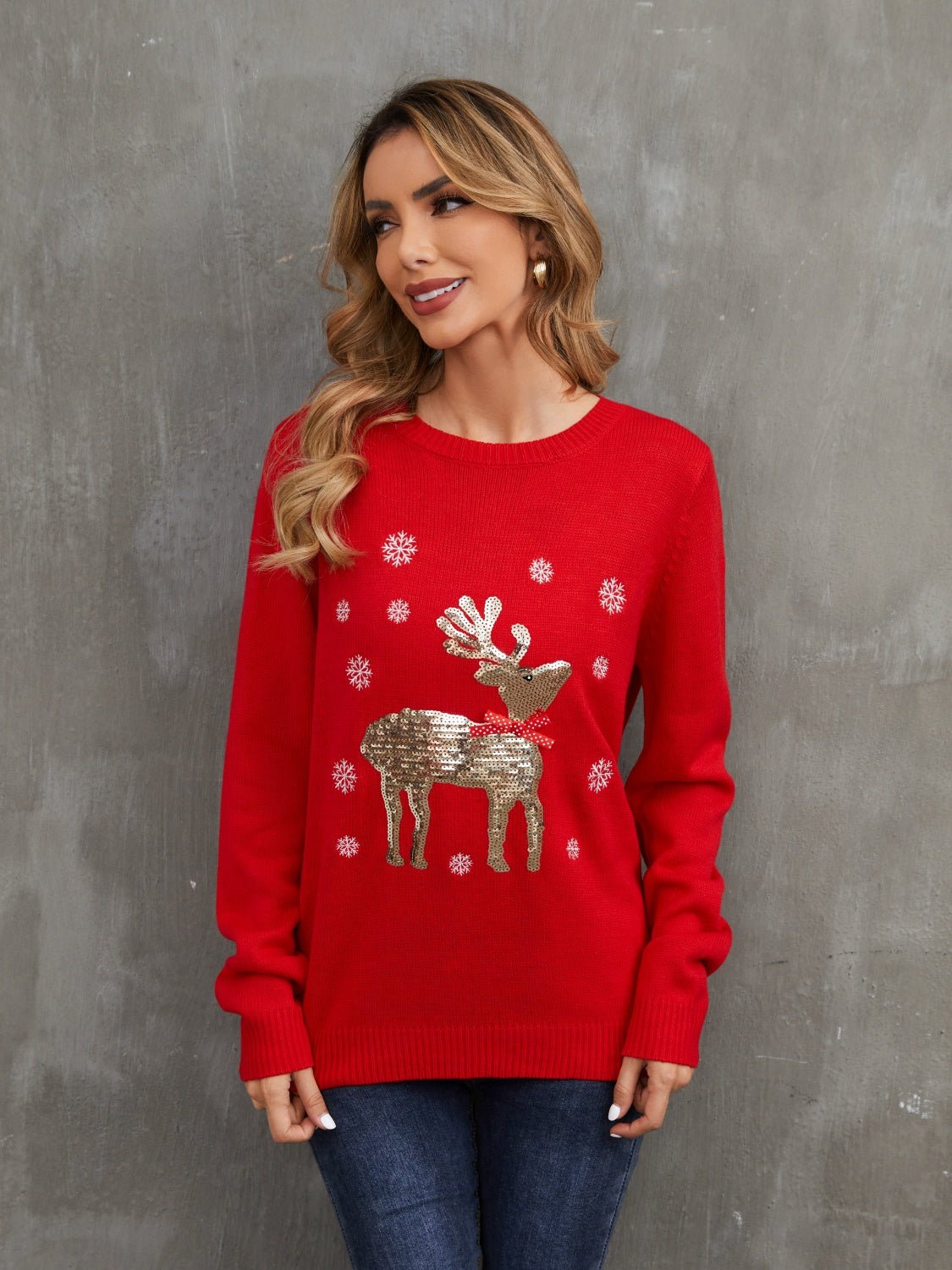 Sequin Reindeer Graphic Sweater - Guy Christopher