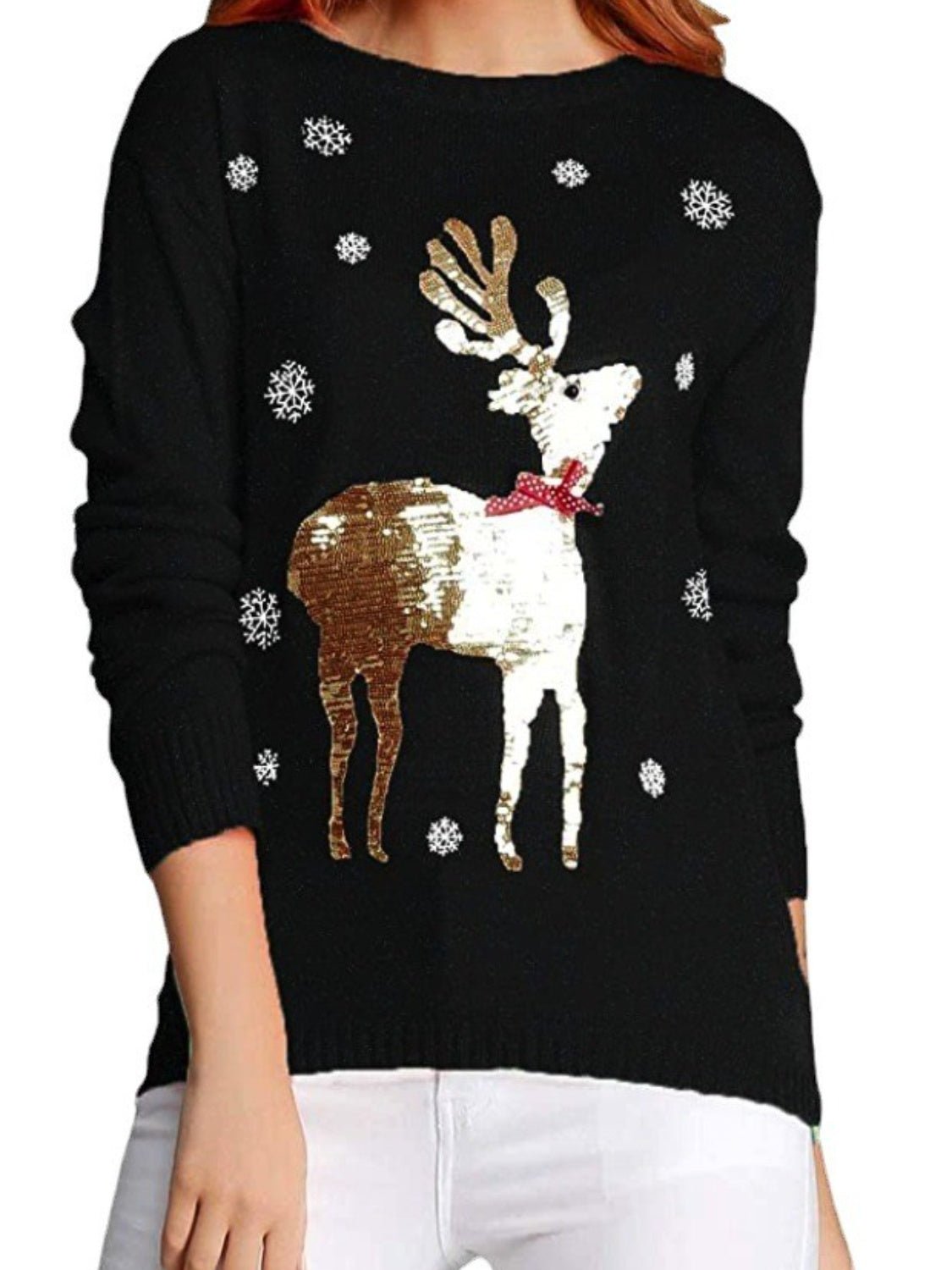 Sequin Reindeer Graphic Sweater - Guy Christopher