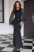 Sequin Round Neck Maxi Dress - Guy Christopher