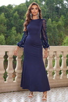 Sequin Round Neck Maxi Dress - Guy Christopher