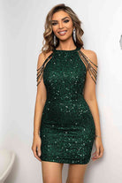 Sequin Round Neck Mini Dress - Guy Christopher