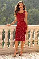 Sequin Sleeveless Slit Dress - Guy Christopher