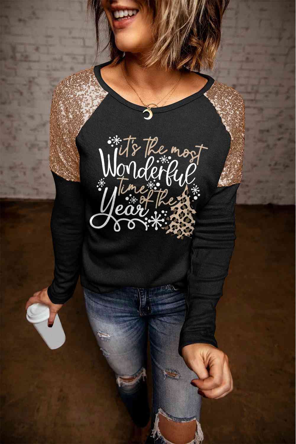 Sequin Slogan Graphic T-Shirt - Guy Christopher