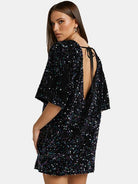 Sequin Tie Back Half Sleeve Mini Dress - Guy Christopher