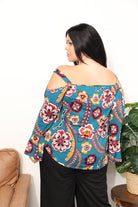 Sew In Love Full Size Floral Cold Shoulder Blouse - Guy Christopher