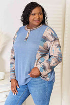 Sew In Love Full Size Waffle Knit Tribal Print Top - Guy Christopher
