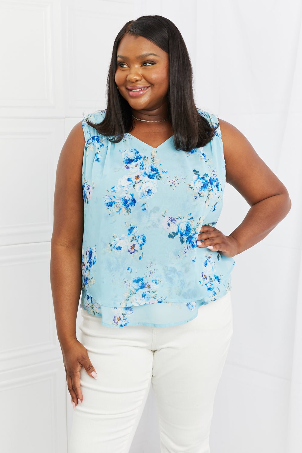 Sew In Love Off To Brunch Full Size Floral Tank Top - Guy Christopher