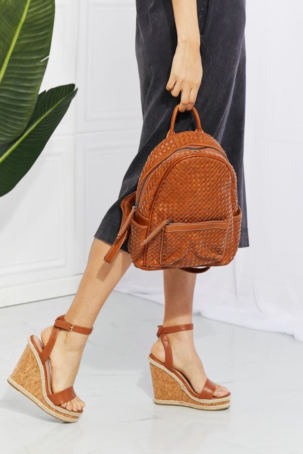 SHOMICO Certainly Chic Faux Leather Woven Backpack - Guy Christopher
