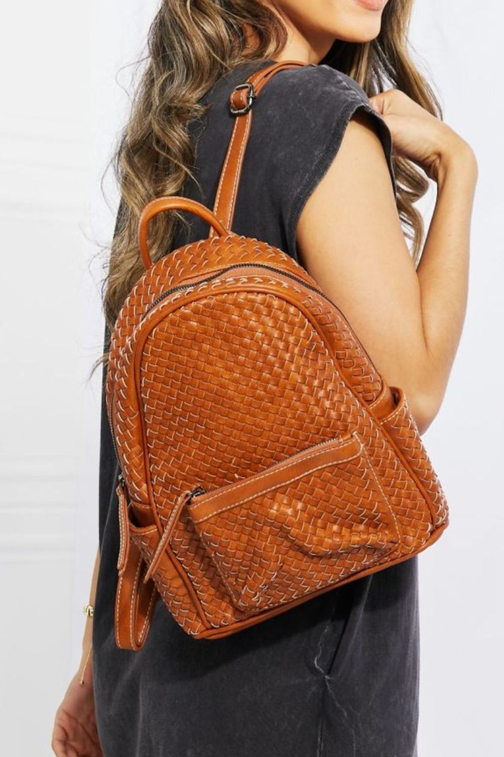 SHOMICO Certainly Chic Faux Leather Woven Backpack - Guy Christopher