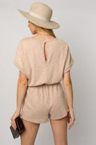 Short Roll-Up Sleeve Elastic Waist Romper - Guy Christopher