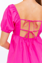 SHORT SLEEVE BACK TIE DETAIL BABYDOLL DRESS - Guy Christopher