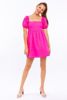 SHORT SLEEVE BACK TIE DETAIL BABYDOLL DRESS - Guy Christopher