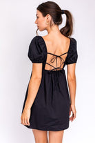 SHORT SLEEVE BACK TIE DETAIL BABYDOLL DRESS - Guy Christopher