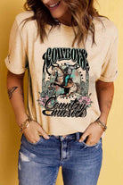 Short Sleeve Round Neck Cowboy Graphic Tee - Guy Christopher