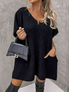 Short Sleeve Sweater Dress with Pockets - Guy Christopher