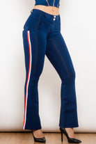 Side Stripe Buttoned Bootcut Jeans - Guy Christopher