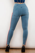 Side Stripe Contrast Zip Closure Skinny Jeans - Guy Christopher