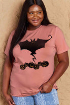 Simply Love Full Size Bat & Pumpkin Graphic Cotton T-Shirt - Guy Christopher