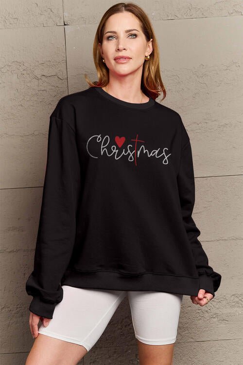 Simply Love Full Size CHRISTMAS Long Sleeve Sweatshirt - Guy Christopher