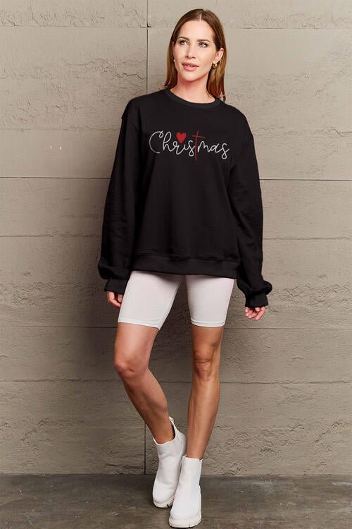 Simply Love Full Size CHRISTMAS Long Sleeve Sweatshirt - Guy Christopher