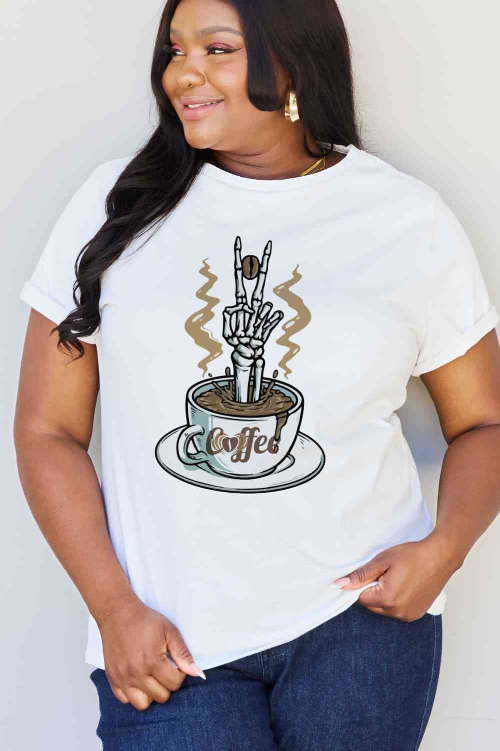 Simply Love Full Size COFFEE Graphic Cotton Tee - Guy Christopher