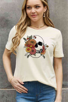 Simply Love Full Size Flower Skull Graphic Cotton Tee - Guy Christopher