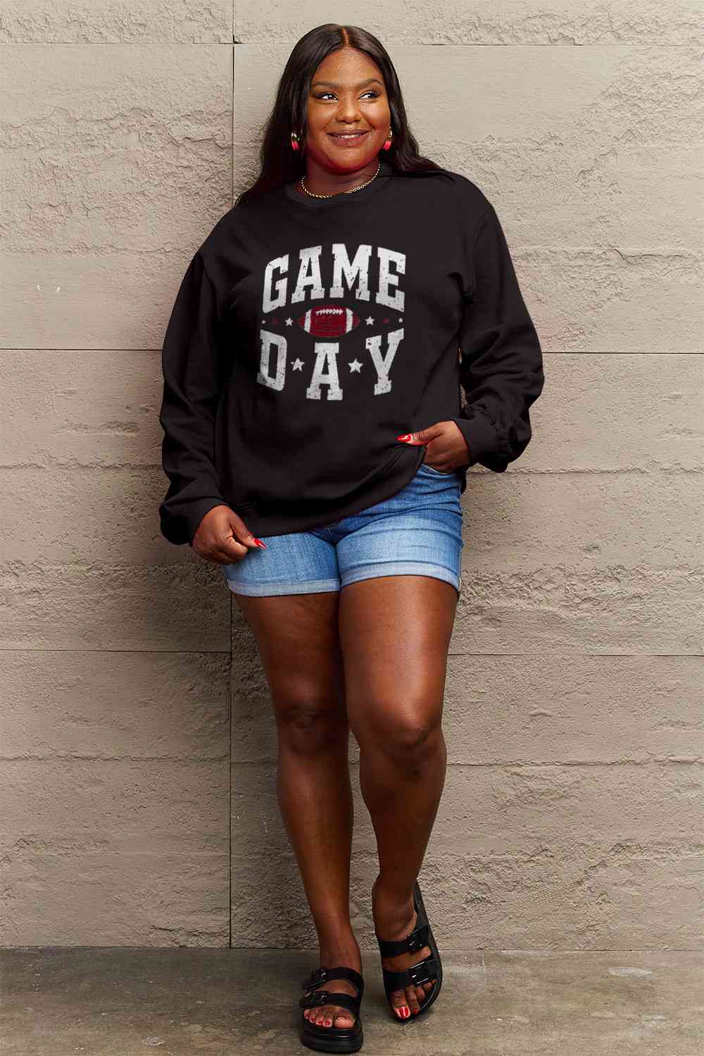 Simply Love Full Size GAME DAY Graphic Sweatshirt - Guy Christopher